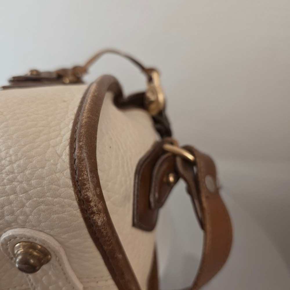 Dooney &‎ Bourke All Weather Leather Barrel Boston Bag Cream Brown Made in USA - Picture 10 of 16